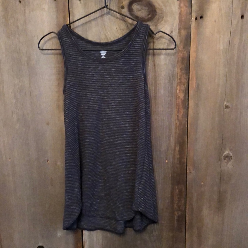 Old Navy Sleeveless Tank Black Gray Stripe Size Large 10 12 Girls